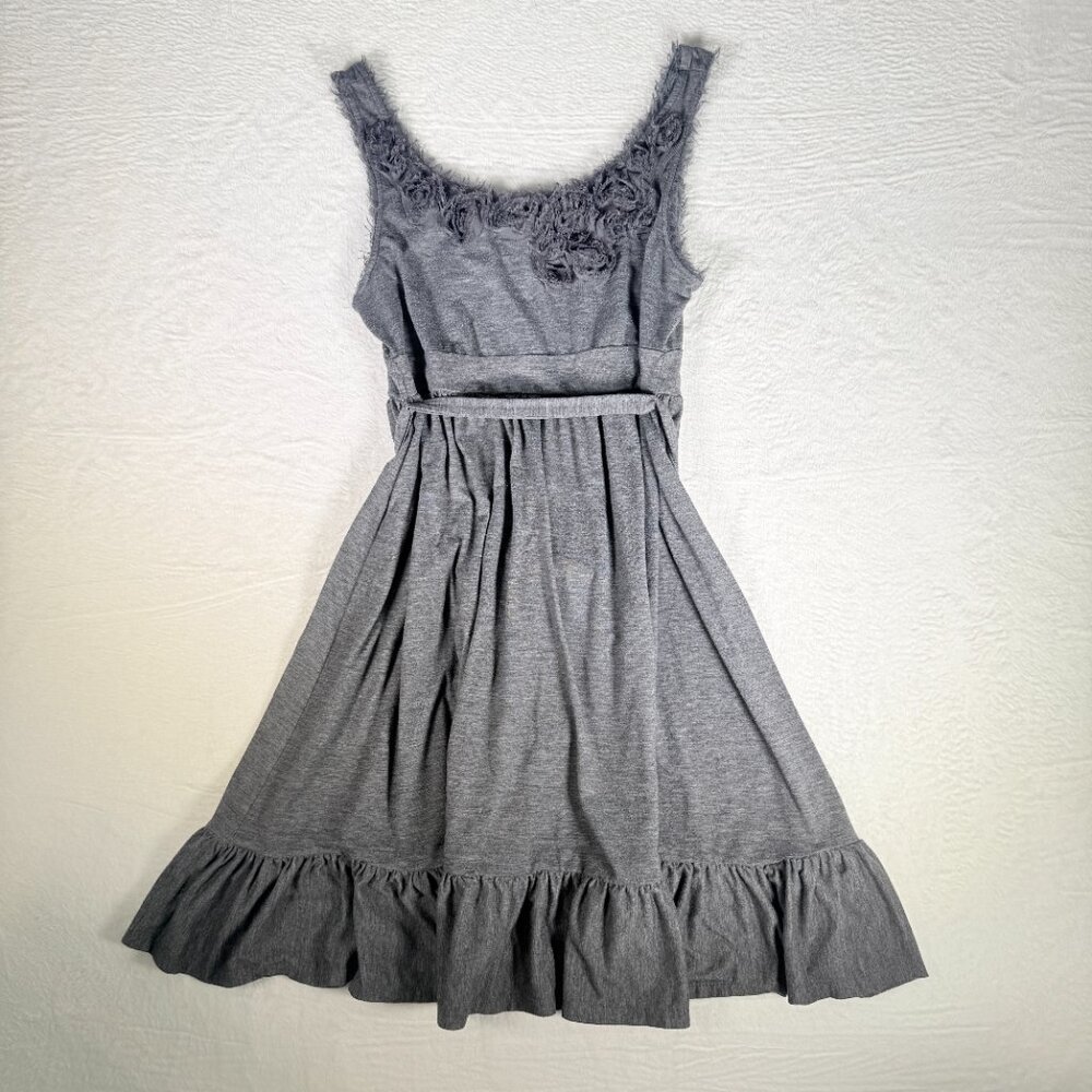 Candies Women’s Gray Flowers Sleeveless A-line Knee Length‎ Dress Large Juniors